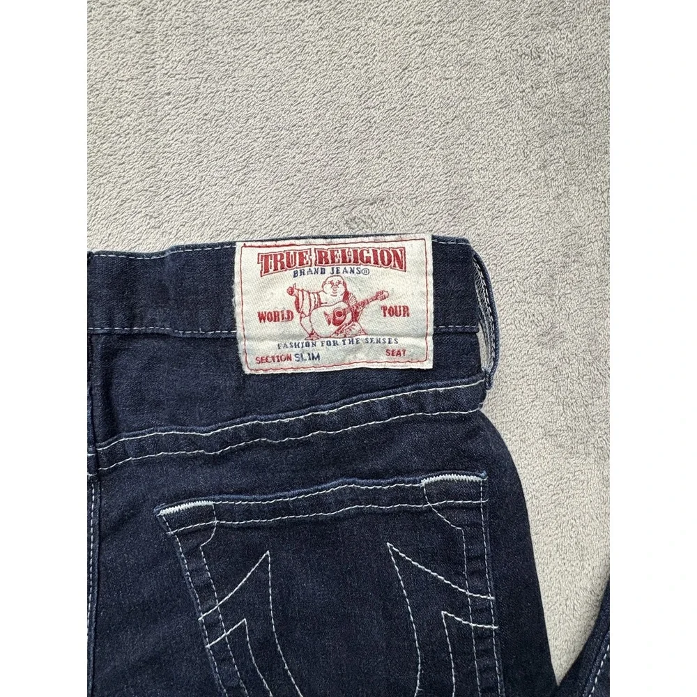 True Religion Jeans Mens Measured 37x33 Blue Slim‎ No Flap SN 2S Body Rinse